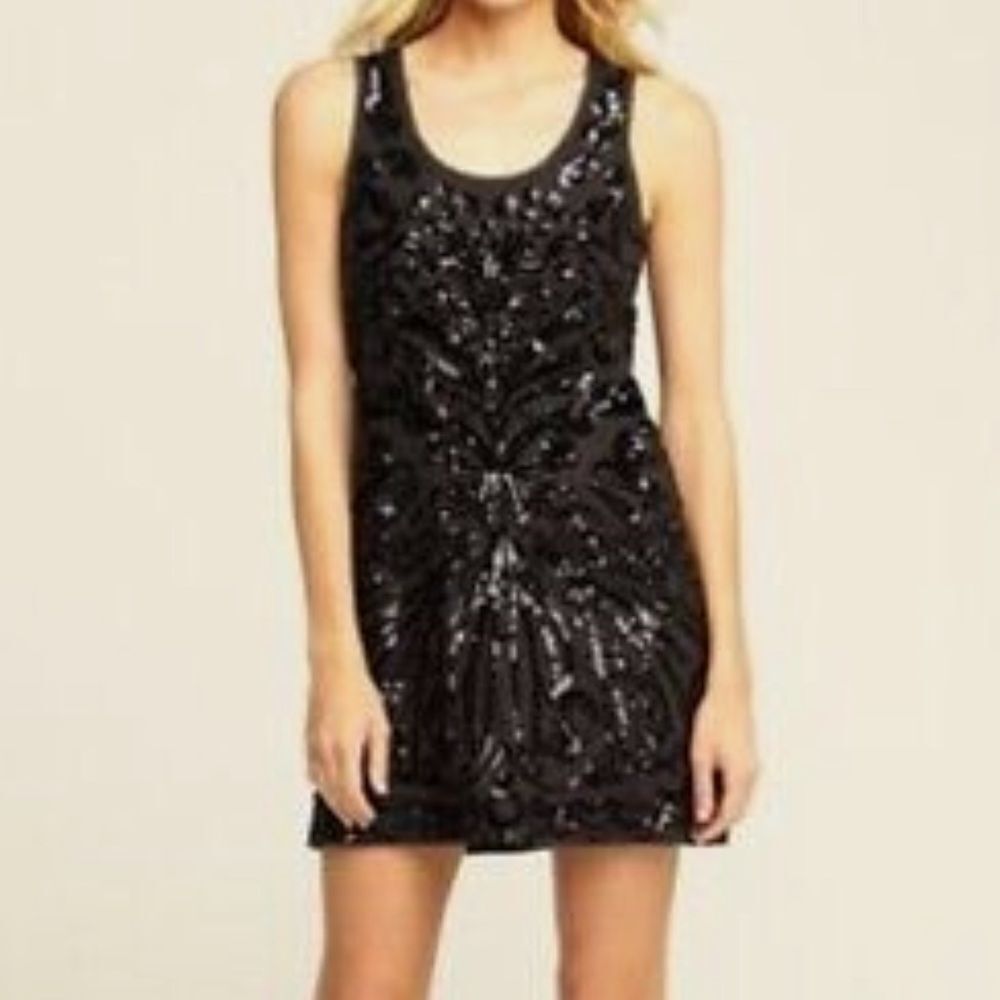 Calypso St. Barth Linen and Sequin Sleeveless Mini Dress Black Size 2